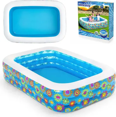 Produktbild von Bestway® Family Pool Happy Flora 229 x 152 x 56 cm, eckig