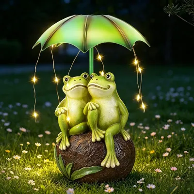 Solar-Froschfigur mit LED-Lichterkette, wetterfest, 22,5 cm
