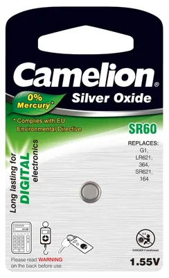 Produktbild von Camelion Knopfzelle,Uhrenbatterie SR60/SR60W / G1 / LR621 / 364/164 / SR621 1er Blister