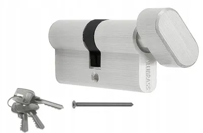 Produktbild von ALUBRASS Zylinder 45/30mm Nickel mit Drehknauf 3 Schlüssel