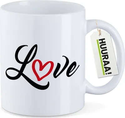 Produktbild von Huuraa Kaffeetasse Love Herz Hearth 330ml Weiß Keramik Kaffeebecher Geschenkidee