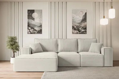 Produktbild von ALTDECOR Ecksofa mit Schlaffunktion und Bettkasten SERRA-L-S - 266x161x87 cm Cremeweiß - Corner Sofa Bett Eckcouch Couch L-Form Schlafcouch Ausziehbar Wohnlandschaft Schlafsofa Cauchsofa