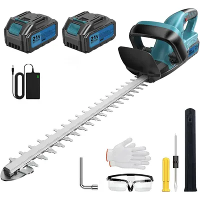 Produktbild von 500W Akku Heckenschere mit Bürstenlosem Motor – 530 mm Schnittlänge, 4000mAh Akku & Ladegerät – für Hecken & Sträucher, 20 mm Schnittstärke, Blau