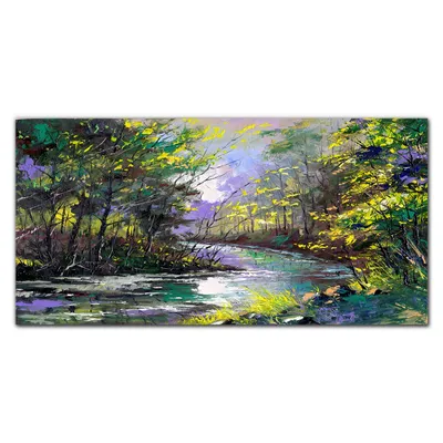 Produktbild von Coloray Bild aus Leinwand 120x60 Leinwand Dekoration - Malerei Baum Wald Fluss