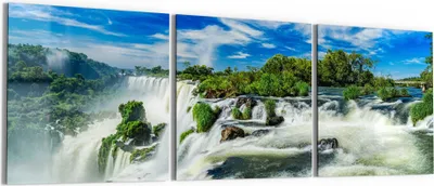Produktbild von DEQORI Glasbild Echtglas 3x50x50 cm 'Imposante Wasserfälle' Wandbilder XXL groß