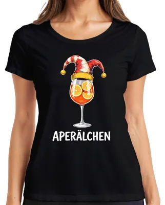 Produktbild von Aperälchen Aperol Spritz Cocktail Glas Orangenscheiben Lustig Damen T-Shirt, Schwarz, M