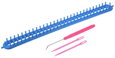 Strickmaschinen-Set, 62 Haken, 58 cm, Kunststoff, Blau