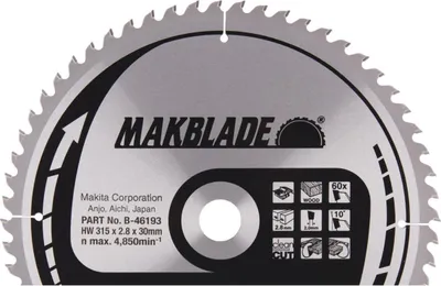 Immagine prodotto di Lama per sega circolare Makita, MAKBLADE, TCT TCT - 315 x 30 mm - 60 denti - legno