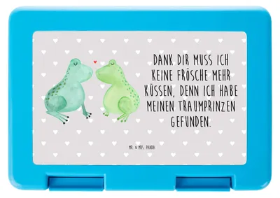 Produktbild von Mr. & Mrs. Panda Bento Box Frosch Liebe - Grau Pastell - Geschenk, Frösche, Snackbox, Essensbox, Lunchbox, Freundin, Brot Aufbewahrungsbox, Bentobox, Froschkönig