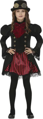 Gothic Halloweenkostüm für Kinder, Kleid, M (7-9 J.), Schwarz