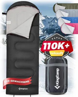 Produktbild von KingCamp Schlafsack Deckenschlafsack Camping Outdoor 3-4 Jahreszeiten Erwachsene Ultraleicht Warm Reisen 220×75cm Schwarz
