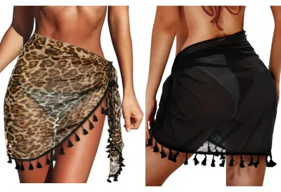 Produktbild von 2-teiliger Chiffon Strandrock mit Fransen