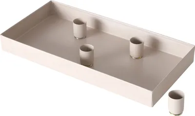 Obrázok produktu pre Obdĺžnikový podnos na sviečky cca 30 x 15 cm z kovu so 4 magnetickými držiakmi na sviečky - farba: béžová