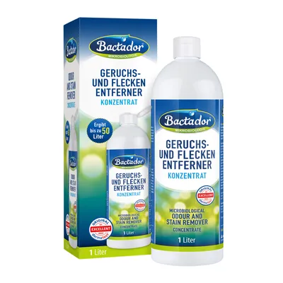 Produktbild von Fleckenentferner Bactador® Geruchs- und Fleckenentferner Konzentrat 1 L mikrobiologisches Mittel gegen Gerüche und Flecken in Tierumgebung & Haushalt