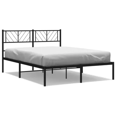 Produktbild von vidaXL Bettgestell mit Kopfteil Metall Schwarz 140x200 cm