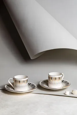 Imagen del producto de Hermia Concept, Juego de tazas de café elegantes (4 piezas) - 100% porcelana, hechas a mano