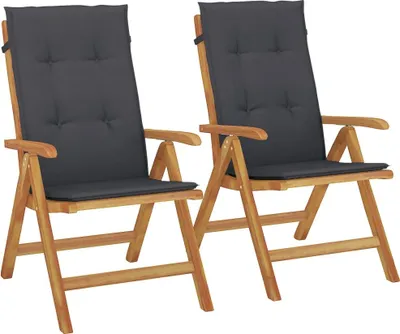 Obrázok produktu pre vidaXL Záhradné stoličky s vankúšom 2 ks. Masívne teakové drevo
