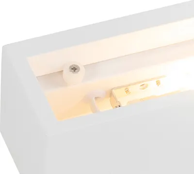 Produktbild von QAZQA - Moderne Wandlampe weiß - Santino Novo I Wohnzimmer I Schlafzimmer - Gips Rechteckig - LED geeignet G9
