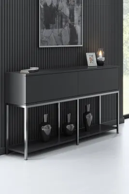 Produktbild von Skye Decor, Lord - Anthracite, Silver, Konsole, 100 % MELAMINBESCHICHTETE SPANPLATTEN, Anthrazit, 150 x 30 x 80 cm