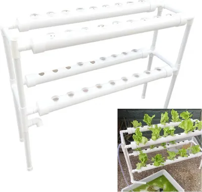 Produktbild von Hydroponik Anzuchtset - Anzuchtschale mit Deckel - Zwei Ebenen - Mit 36 Löchern - Für Balkon & Innenbereich - Kunststoff - Weiß