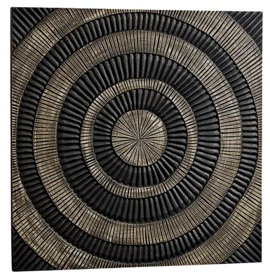 Produktbild von Kobolo Wandbild Wanddeko Holzbild - DELHI - MDF Holz – zweifarbig goldfarben schwarz - Leinwand Kunstdruck Einrichtung Deko Home Abstrakt Modern