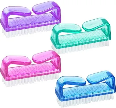 Productafbeelding van Ibenzoa® Nagelborstelset, 4 stuks – zachte, ergonomische nagelborstels in 4 kleuren, 8,3 x 2,7 x 4 cm, geschikt voor nagels, handen, huishouden en reizen