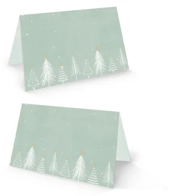 Produktbild von 25 Tischkarten Weihnachten hellblau mintgrün hygge Platzkarten 8,5 x 5,5 cm