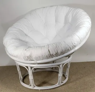 Produktbild von Rattani Rattansessel Rattan Papasan Sessel inkl. hochwertigen Polster D 110 cm weiß lack