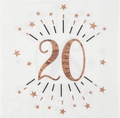 Produktbild von 10 Servietten Zahl 20 Roségold 33cm