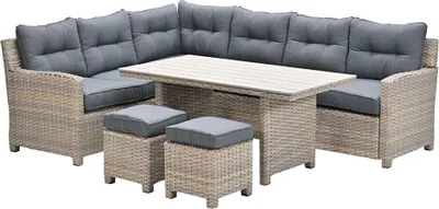 Produktbild von Garden Impressions Seagull Lounge- Diningset - 5-teilig - links - vintage willow - reflex black - light teak Vironwood