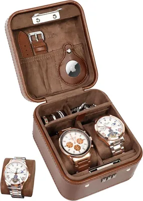 Produktbild von Uhrenkoffer 2 Uhren, Kunstleder, Zahlenschloss, Schmuckorganizer, für Reisen, braun