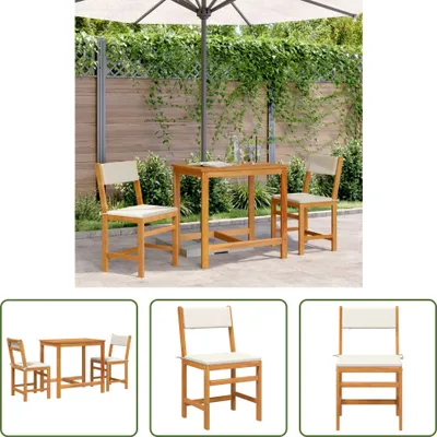 Imagen del producto de Conjunto de muebles para balcón de 3 piezas de "The Living Store", con cojines, fabricado en madera de acacia maciza