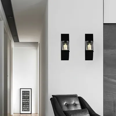 Obrázek produktu pro Sconce Svícen sada 2 kovových nástěnných svítidel Svícen černý