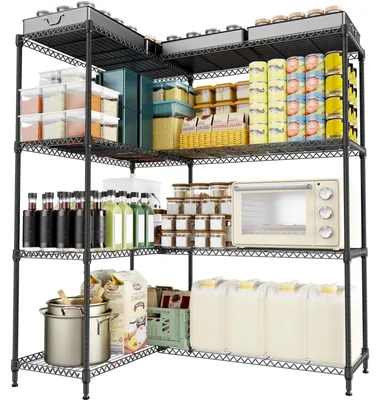 Zdjęcie produktu dla Regał metalowy stojak na przechowywanie - 4 poziomy - 40 x 85 x 151,1 cm - Czarny