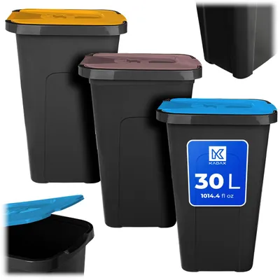 Immagine prodotto di KADAX Contenitore per rifiuti Contenitore per rifiuti 30 L per la raccolta differenziata Cestino per rifiuti 3 pezzi