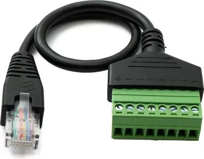 Produktbild von LAN Kabel 30 cm RJ45 Stecker zu 8 pin Terminalblock Adapter in Schwarz