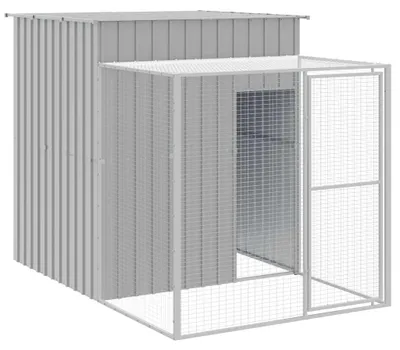 Image de vidaXL Cage à poules avec enclos gris clair 165x251x181 cm Acier galvanisé