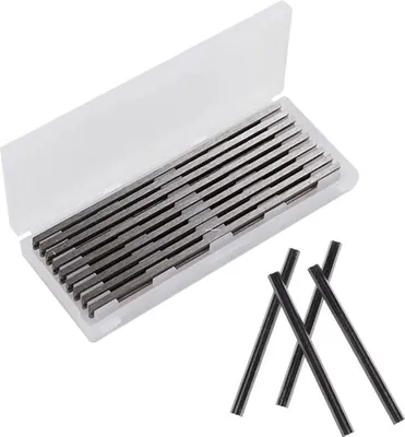 Obrázek produktu pro 10 kusů hoblovacích nožů HSS 82 mm, sada oboustranných karbidových hoblovacích nožů pro elektrické hoblíky, rozměr nože 82 x 5,5 x 1,2 mm, kompatibilní s Makita, Black & Decker, Bosch, DeWalt a Elu
