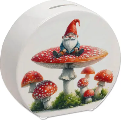 Produktbild von Gartenzwerg auf einem Fliegenpilz Spardose