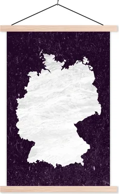 Produktbild von MuchoWow® Textilposter Karte - Deutschland - Weiß 40x60 cm mit holzfarbenen Rahmen - Poster