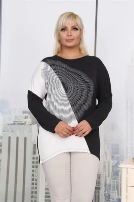 Produktbild von Damen Longshirt Langarm mit Muster Nieten; Muster2/XL/2XL