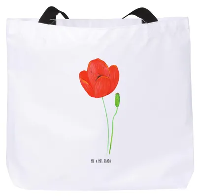 Produktbild von Mr. & Mrs. Panda Strandtasche Blume Mohnblume - Weiß - Geschenk, Motivation, Religion, Garten, Selbstliebe, Tasche, Tote Bag, Laptoptasche, Respekt, Reisetasche, Glaube