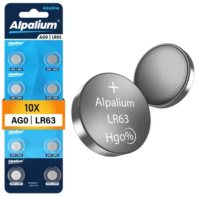 Produktbild von AG0 LR63 Knopfzelle Batterien 10er Pack - Alkaline, LR521, 1.5V Alpalium für Armbanduhren, Taschenrechner, Messgeräte und Thermometer