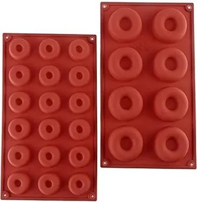 Produktbild von 2 stücke Silikon Donut Formen Muffin Backblech Hitzebeständigkeit Antihaft Backform, Zwei Größen