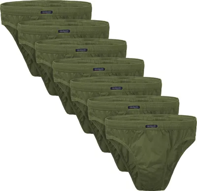 Produktbild von BRUBAKER 7er Pack Herren Slips - Unterwäsche aus Baumwolle für den Mann - Multi-Pack Unterhosen, Olive, Größe XL