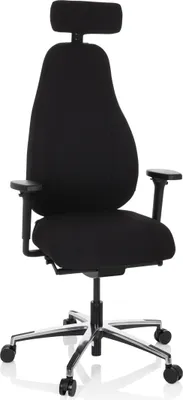 Produktbild von hjh OFFICE High End Bürostuhl RESISTIO Ergonomischer Schreibtischstuhl mit Armlehnen (höhenverstellbar) Stoff Schwarz Drehstuhl für Büro, Zuhause