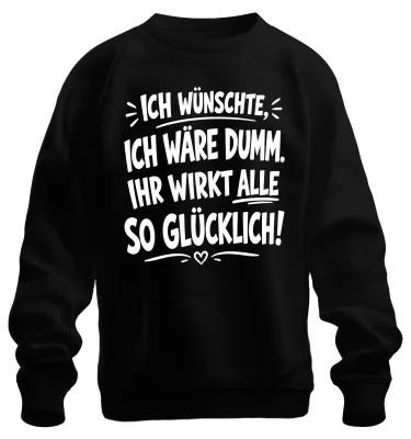 Zdjęcie produktu dla "Chciałbym być głupi" - bluza z nadrukiem, ironiczna, czarna, rozmiar XL
