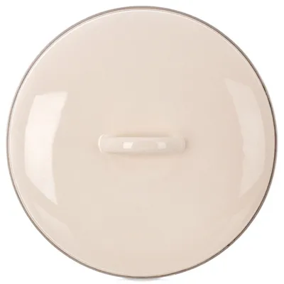 Produktbild von 26 cm cremefarbener Emailledeckel mit Griff