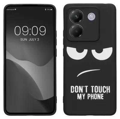 Produktbild von kwmobile Hülle kompatibel mit Xiaomi Poco M7 pro 5G - Handyhülle Silikon Case - Don't touch my Phone Weiß Schwarz