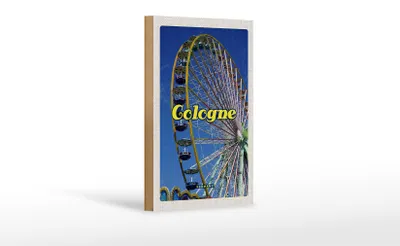 Produktbild von Holzschild Reise 12x18 cm Köln Kirmes Riesenrad Autoskooter
